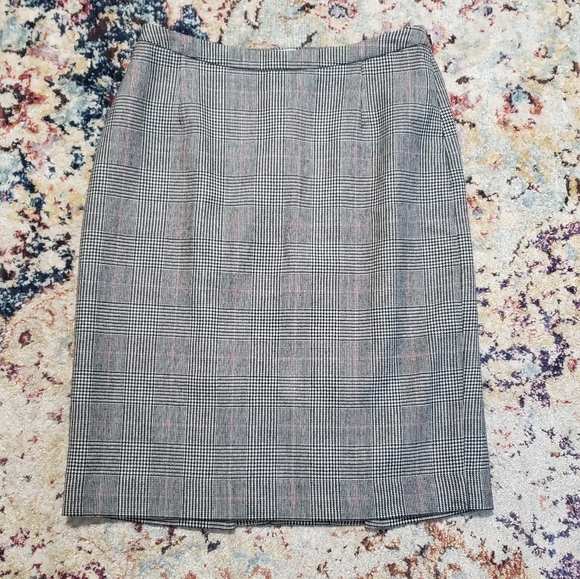 Shoshanna Plaid Houndstooth Wool Classic Tailored Pencil Skirt Sz 4 - Picture 1 of 9